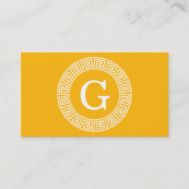 Carte De Visite Goldenrod What Grille Clé Grecque Cadre Rnd Initia (Devant)