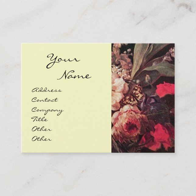 CARTE DE VISITE GOLDFINCH, ROSES ROSES ROSES ROSES ET BOUTEILLE (Devant)