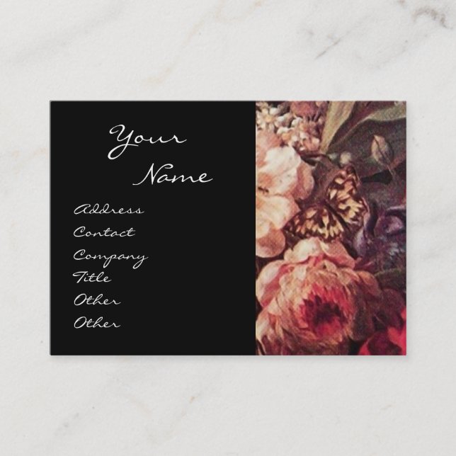 CARTE DE VISITE GOLDFINCH, ROSES ROSES ROSES ROSES ET BOUTEILLE (Devant)