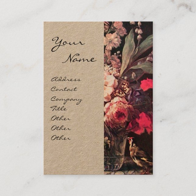 Carte De Visite GOLDFINY, ROSES ROSES ROSES ROSES ET Papier Kraft  (Devant)
