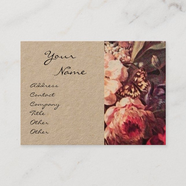 Carte De Visite GOLDFINY, ROSES ROSES ROSES ROSES ET Papier Kraft  (Devant)
