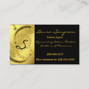 Carte de visite goldtone et noir de monogramme