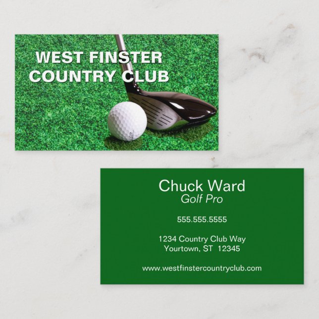 Carte De Visite Golf Club et Ball Golf Pro Country Club (Devant / Derrière)