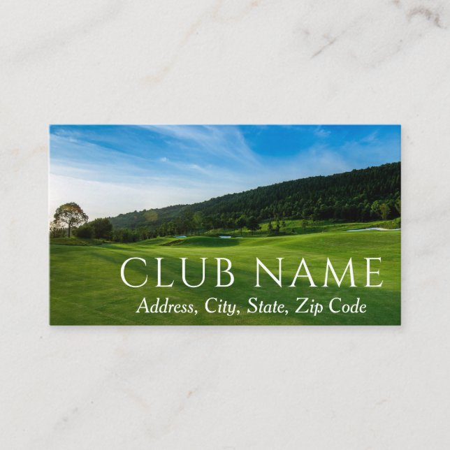 Carte De Visite Golf Country Club Field Green Classy Moderne (Devant)