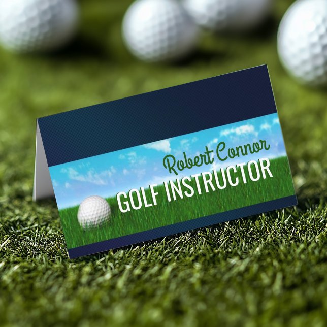 Carte De Visite Golf Instructor Golfer Lessons Tour Grass & Sky (Perfect for business)