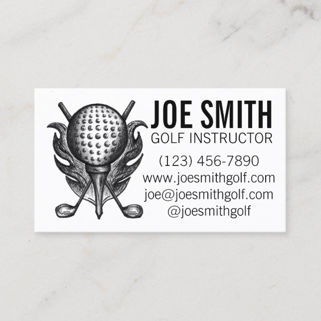 Carte De Visite Golf Instructor Pro Golf Course Ball Clubs Tee (Devant)