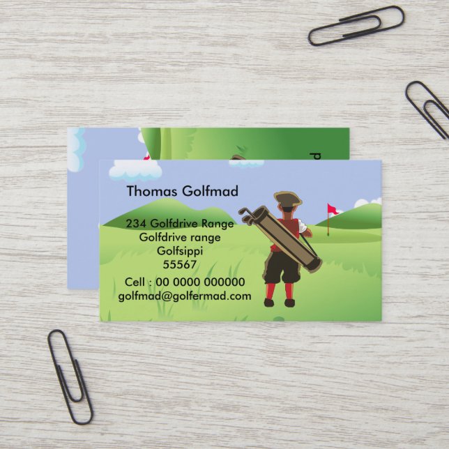 Carte De Visite Golf personnalisé amusant sur le terrain de golf (Devant/Arrière en situation)