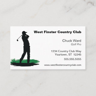 Carte De Visite Golf Swing Silhouette Golf Pro Country Club