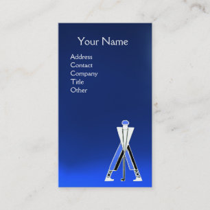 CARTE DE VISITE GOLFER BLEU STYLISÉ, MONOGRAMME D'INSTRUCTEUR DE G