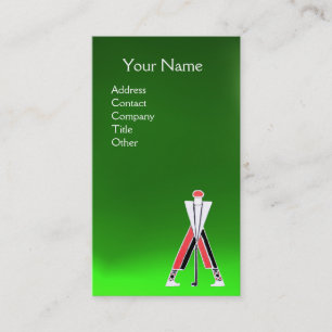 CARTE DE VISITE GOLFER ROUGE STYLISÉ, INSTRUCTEUR DE GOLF MONOGRAM