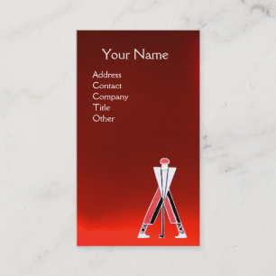 CARTE DE VISITE GOLFER ROUGE STYLISÉ, MONOGRAMME D'INSTRUCTEUR DE 