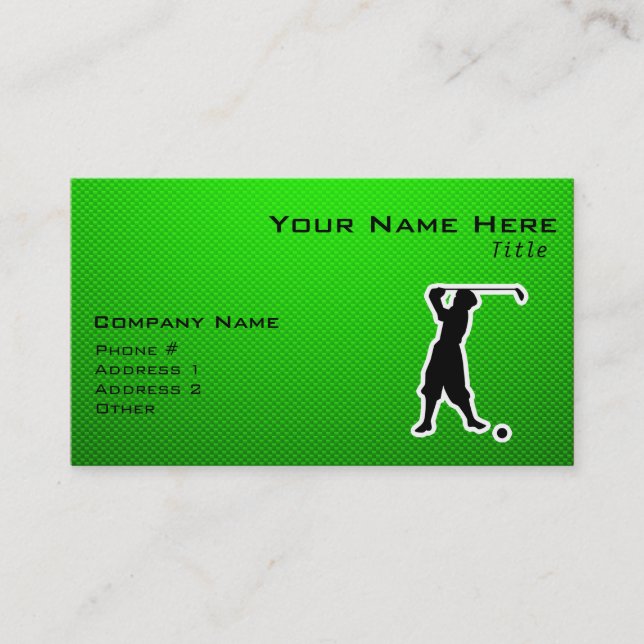 Carte De Visite Golfeur vintage vert (Devant)