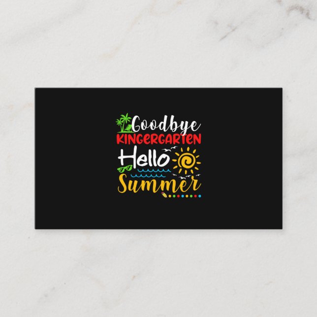 Carte De Visite Goodbye Kindergarten Hello Summer Graduation (Devant)