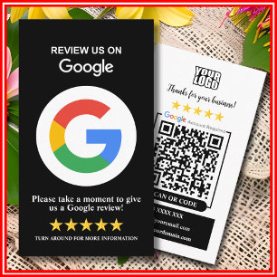 Carte De Visite Google Avis   Business Review Us Black QR Code