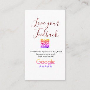 Carte De Visite Google avis logo entreprise Scan QR avis