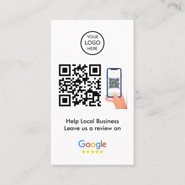 Carte De Visite Google Avis | Profil d'entreprise Code QR (Devant)