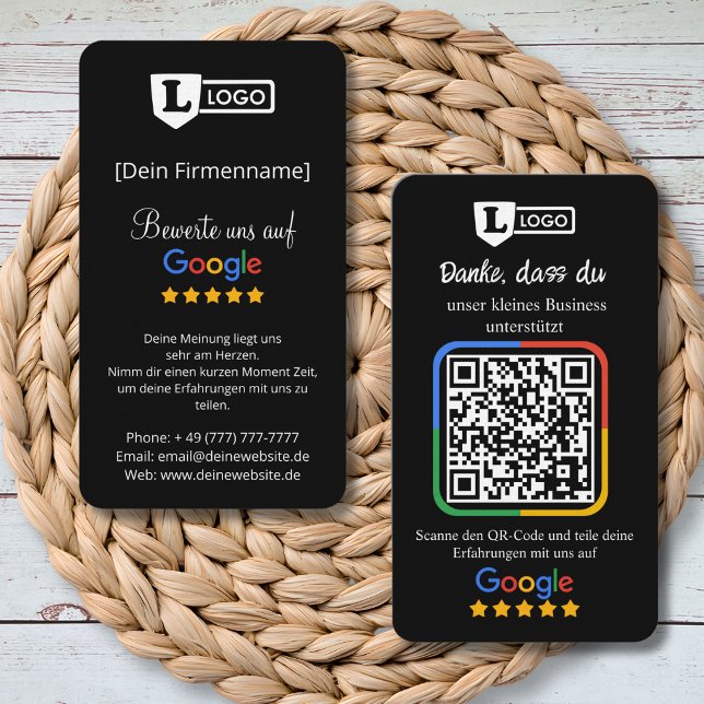 Carte De Visite Google Bewertungskarte mit QR code (5-Sterne-Feedback)