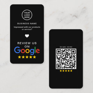 Carte De Visite Google Review Avec QR Code Slek Noir