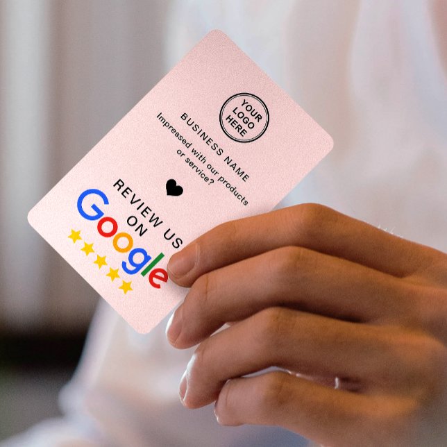 Carte De Visite Google Review Avec QR Code Soft Rose (Créateur téléchargé)