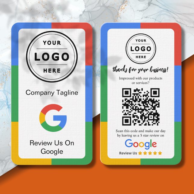 Carte De Visite Google Review Request Card  with Logo and QR Code (Google review request card)