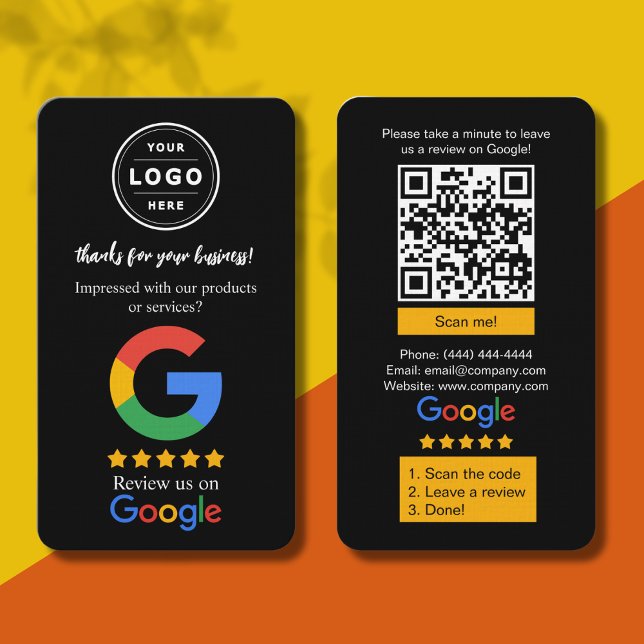 Carte De Visite Google Review Request Card  with Logo and QR Code (5 Star Google Reviews)