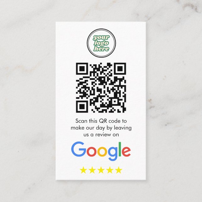 Carte De Visite Google Reviews | Business Review Link QR Code (Devant)