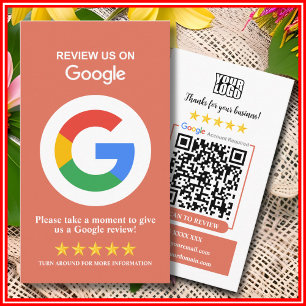 Carte De Visite Google Reviews Laissez un avis Code QR Terracott