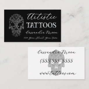 Carte De Visite Goth Filigree Skull TatoStudio