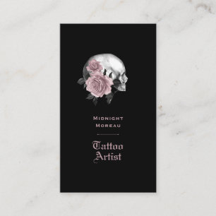 Carte De Visite Gothique Floral Tattoo Artiste QR Code