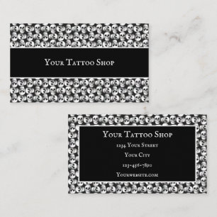Carte De Visite Gothique Tatouage Crâne Artiste Noir Et Blanc Moti