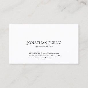 Carte De Visite Graceful White Sleek Plain Chic Professionnel
