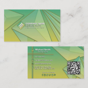 Carte De Visite Gradient moderne 3D géométrique Abstrait QR Code C