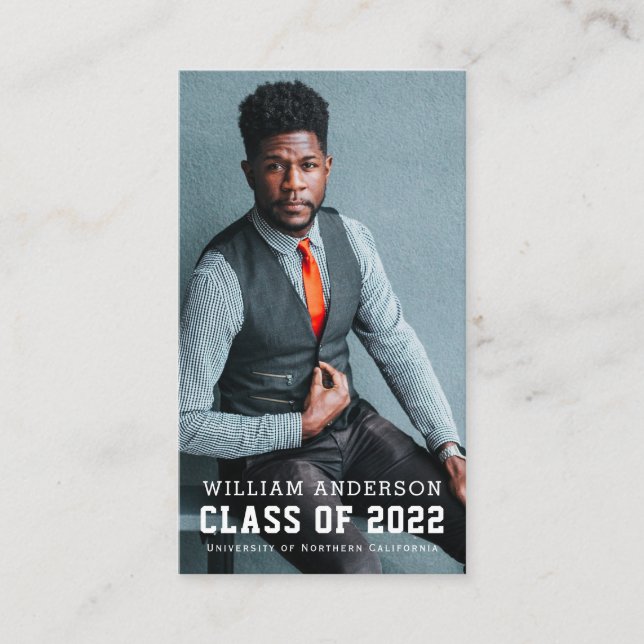 Carte De Visite Graduation de photo minimaliste audacieuse (Devant)