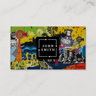 Carte De Visite Graffiti bleu moderne Cool Art Abstrait Business C