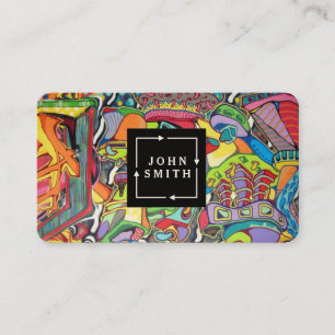 Carte De Visite Graffiti bleu moderne Cool Art Abstrait Business C