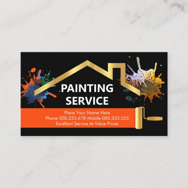 Carte De Visite Graffiti Peinture Splatter Or Accueil Pinceau (Devant)