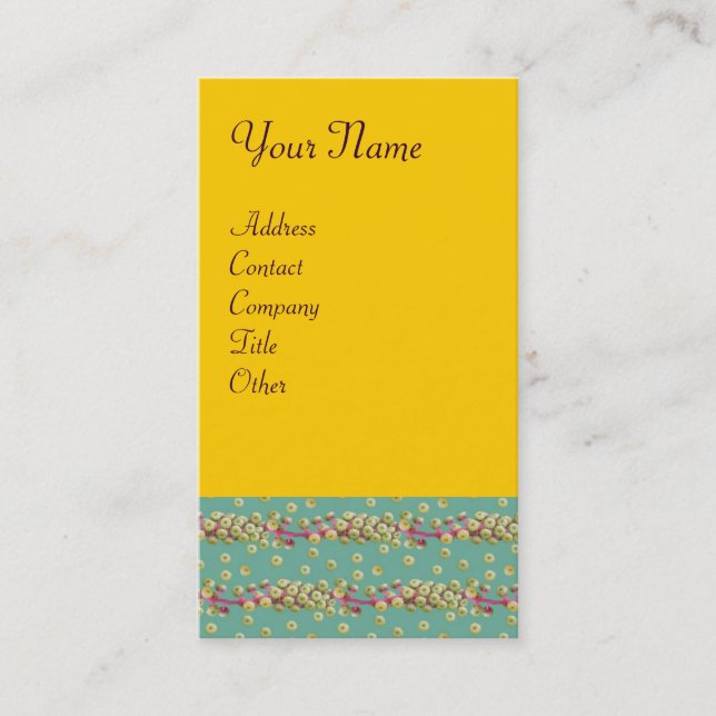 Carte De Visite GRAINES BLANCHES, vert clair vert rose (Devant)