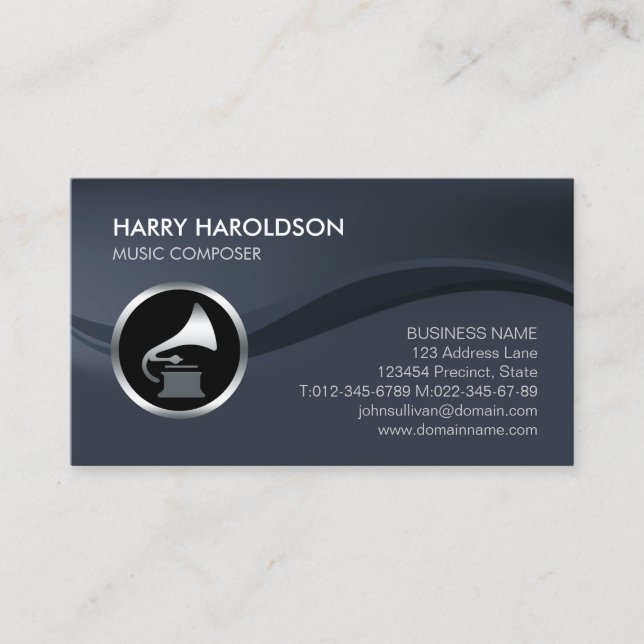 Carte De Visite Gramophone Icon Music Composer Business Card (Devant)