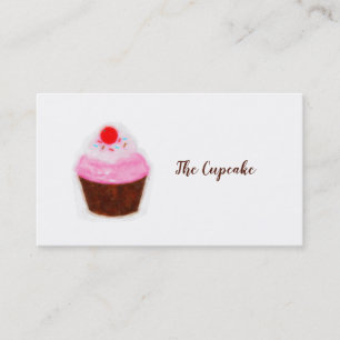 Carte De Visite Grand Gâteau & Cerise Aquarelle Chic Boulangerie