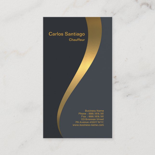 Carte De Visite Grand Luxueux Chauffeur d'or (Devant)
