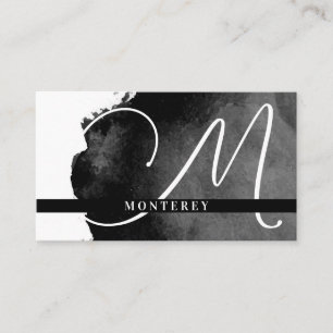 Carte De Visite Grand monogramme Aquarelle noire