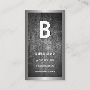 Carte De Visite Grand monogramme   Bordure Argent métallique écail