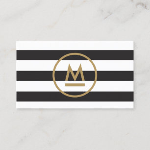 Carte De Visite Grand Monogramme moderne initial sur bandes en gra