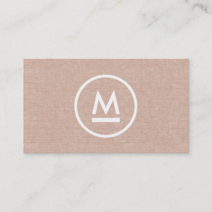 Carte De Visite Grand Monogramme moderne initial sur le lin beige