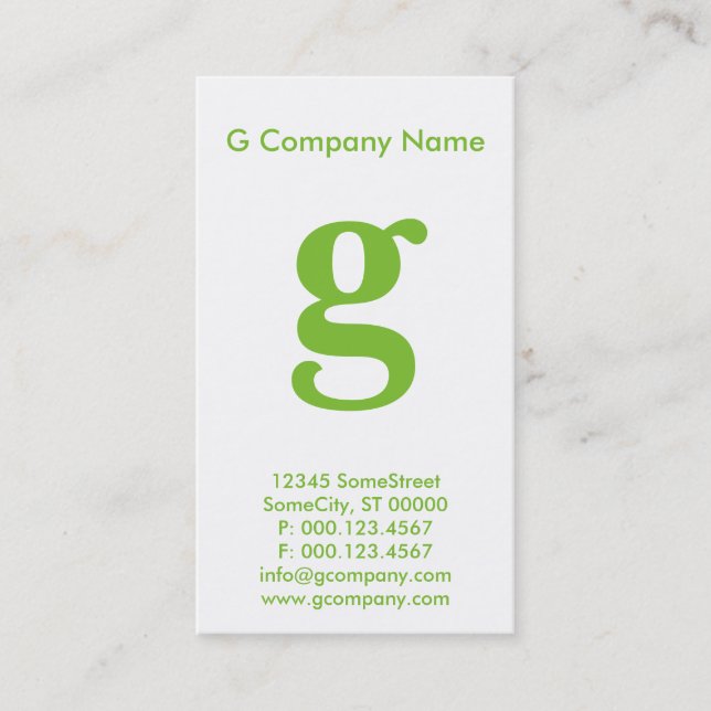 Carte De Visite grand monogramme vert (Devant)
