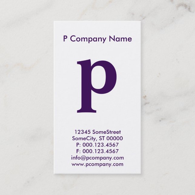 Carte De Visite grand monogramme violet (Devant)