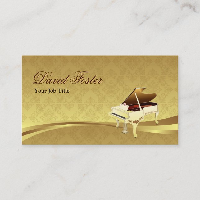 Carte De Visite Grand Piano instrument de musique élégant Damask G (Devant)
