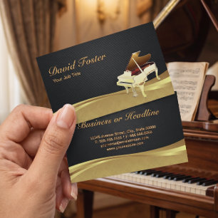 Carte De Visite Grand Piano Piano Pianist Elegant Black Gold Damas