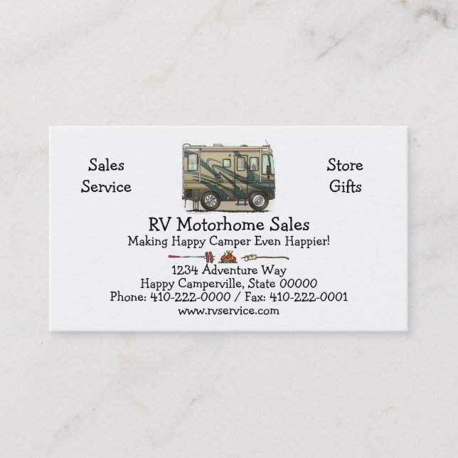 Carte De Visite Grand rv car Motorhome du profondément satisfait (Devant)