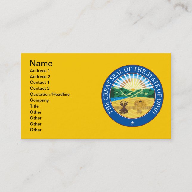 Carte De Visite Grand sceau de l'état de l'Ohio (Devant)